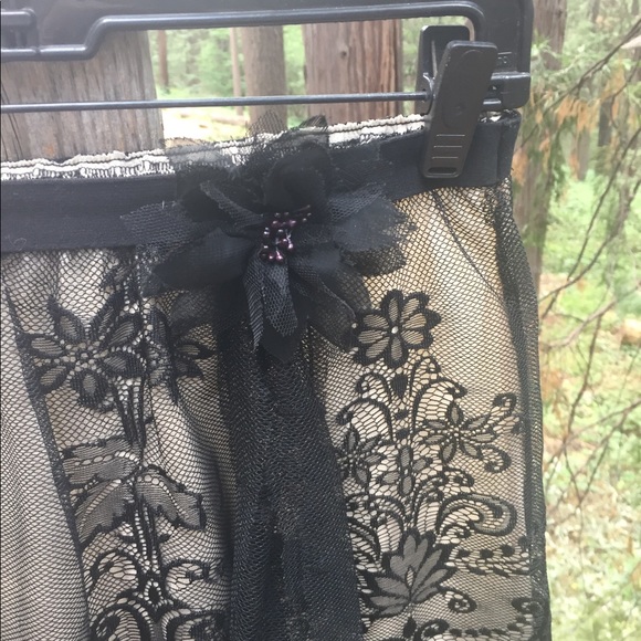Kreativekristen original upcycled black sheer  lace flowy mini  skirt HP 24 - Picture 2 of 10